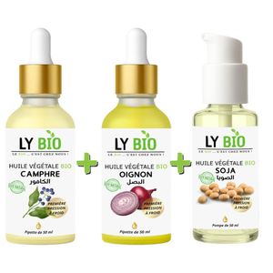 LY BIO PACK HUILE CAMPHREE 50ML - PIPETTE + HUILE OIGNON 50ML - PIPETTE + HUILE SOJA 50ML - POMPE