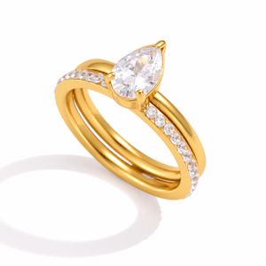 Clémentine Paris Ensemble de Bagues de luxe pour femme plaqué or Promesse Celeste RGN176-2