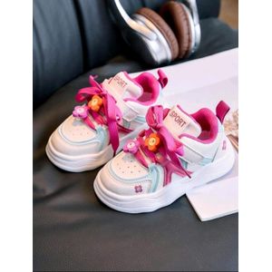 Baskets Fille Enfant Rose Rouge – Chaussures de Sport Légères et Antidérapantes