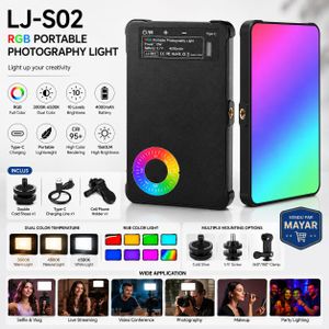 LJ-S02 Lampe LED RGB Portable Rechargeable 10W – Éclairage Vidéo Professionnel CRI 95+ – Température de Couleur 3000K-6500K – Batterie 4000mAh – USB-C – Pour Smartphone, Appareil Photo, Vlog, TikTok & Streaming