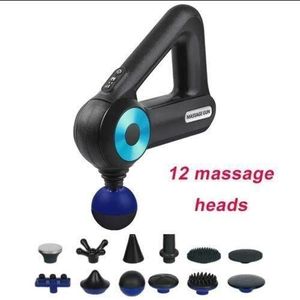 Pistolet de Massage Électrique 12 en 1 Rechargeable USB – Massage Musculaire Profond, Relaxation, Soulagement des Douleurs – Avec 12 Têtes