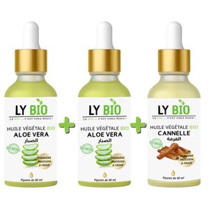 LY BIO PACK 2 X HUILE ALOE VERA 50ml - PIPETTE + HUILE CANNELLE 50ML - PIPETTE