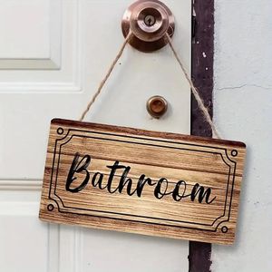 Panneau de salle de bain en bois avec cordon de suspension - Plaque de décoration murale