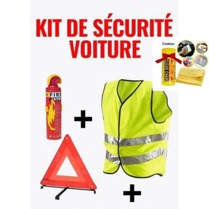Kit Voiture Complet – Gilet Réfléchissant + Triangle de Signalisation + Extincteur + Chiffon de Nettoyage (Cadeau)