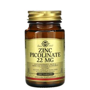 Solgar  Picolinate de zinc, 100 comprimés anti-oxydant, immunité