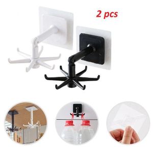 2 Crochets mural multi-usages rotatif à 360 °, Crochet organisateur blanc + noir