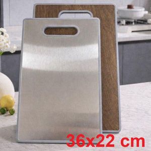 Planche à découper en inox et plastique 36x22 cm