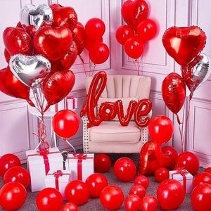 30 Ballons Rouge + LOVE + 8 Coeurs Rouge/Agrent