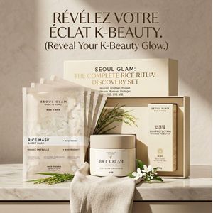 Pack Éclat Mensuel - Routine Hydratante : 4 Masques en Tissu au Riz, Crème de Riz et Crème Solaire