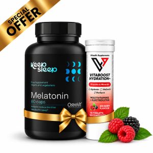 OstroVit Pack Keep Sleep Melatonine 60 Caps + Vitamins & Minerals Redberry 10 Comprimés