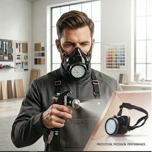 Demi-masque de sécurité Respiratoire à Filtre - Protection Anti-Poussière et Particules - Masque avec Filtre Remplaçable pour Bricolage, Peinture et Jardinage