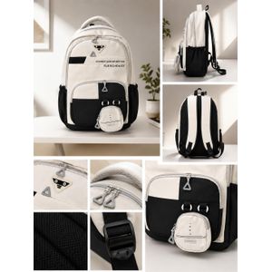 Sac à dos scolaire élégant avec pochette amovible – Pratique, confortable et spacieux