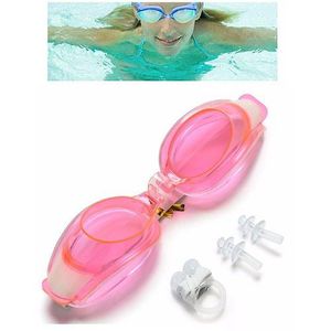 Kit de plongée pour piscine – Lunettes, bouchons d'oreilles et clip de nez (Rose).