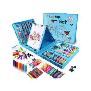 Coffret d'art et kit de dessin MSGH Super Mega avec crayons, pastels à l'huile et crayons de couleur, cadeau de luxe, 208 pièces (Super Mega Art Set (rose)