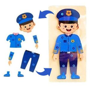 لعبة تركيب تعليمية خشبية على شكل شرطي للأطفال، تساعد على التركيز وتنمية المهارات اليدوية، مناسبة للأنشطة التفاعلية والترفيهية والتربوية منذ الصغر