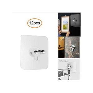 Lot de 12 Crochet mural auto-adhésif transparent pas de perçage
