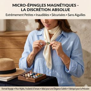 Épingle Magnétique pour Hijab – Pinces Sans Aiguille pour Foulards, Écharpes, Robes et Vêtements, Fixation Élégante et Pratique