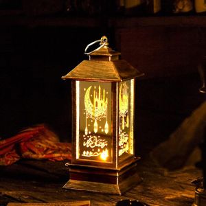 فانوس رمضاني لتزيين المنزل في رمضان، فانوس رمضاني بني داكن بنقشة قلعة صغيرة وهلال، مثالي لتزيين طاولة رمضان، هدايا رمضانية، ديكور منزلي، فانوس إضاءة رمضاني خارجي