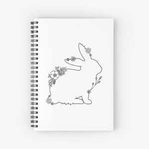 Floral Rabbit Drawing Spiral Notebook Bloc note