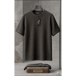 Polo Homme  GrisTexturé Col Classique Manches Courtes – T-Shirt Polo Élégant et Confortable Style Casual