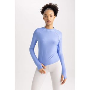 Defacto تي شيرت كم طويل قصة عادية بياقة مستديرة