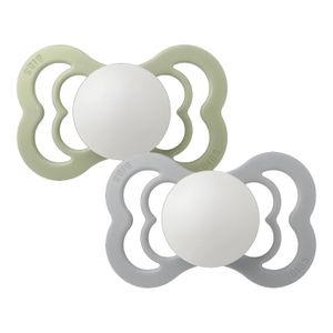 Bibs Sucette Symétrique Supreme Silicone - Forme Ronde - Bébé - Sauge et Nuage