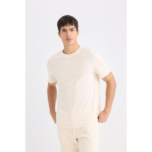 Defacto T-shirt Homme en coton - Acru - V7699AZ.