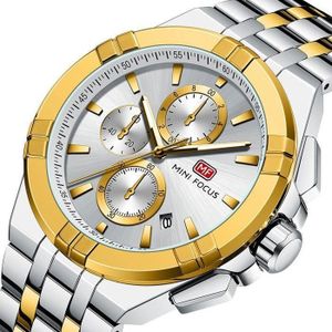 MINI FOCUS Montre Bracelet argent Quartz Chronographe Pour Homme