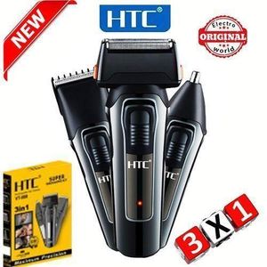 Htc آلة تشذيب الشعر متعددة الوظائف القابلة لإعادة الشحن AT-1088 3 في 1 للشعر واللحية والأنف والأذنين