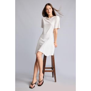 Defacto Robe mini blanche 100% coton à col rond et manches courtes