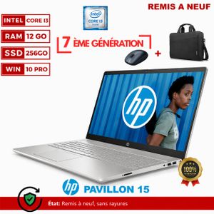 Hp PC Portable PAVILLON 15-CC013NK -Core i3 - 7ème Génération- 256Gb SSD- 12GB RAM -Ecran 15.6"- GARANTIE 6 MOIS -remis a neuf - AZERTY