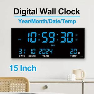 Horloge murale numérique grand format avec alarme, écran LED électroniqueLED