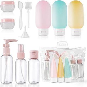 11 Pcs Flacon Voyage, Kit Voyage Accessoires, Flacon Avion pour Remplir Les Articles De Toilette, Shampoing avec Distributeur à Pompe, Vaporisateur Transparent de huile, Petit Pot De Crème, accessoires de Voyage, camping, fitness et d'autres activités.