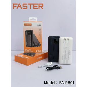 Power Bank FASTER 20000 mAh – Charge rapide PD 22.5W (Modèle FA-PB01)