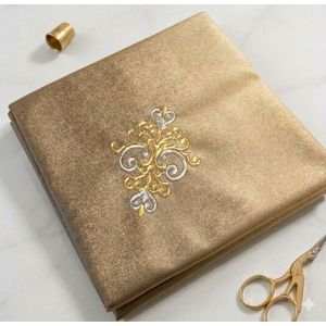 Nappe carrée -simili cuir (1,5kg) premum- 8 broderies Sam hor - 1.40/1,40cm- Anti tache-imperméable -lavable en machine -pour table ronde ou carré-marron bronze 