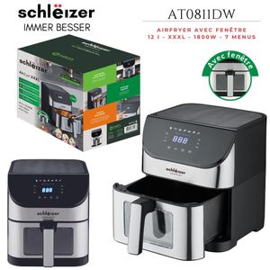 schlëizer Friteuse électrique sans huile XXXL12L / 1800W - tactile - 7 menus - avec fenêtre - AT0811DW