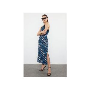 Trendyol Geometric Patterned Black Woven Dress - Straight Cut TWOSS24EL01039