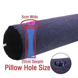 Coussin Cylindrique Gonflable pour Jambe Adulte, Oreiller Long Rond pour Dormeurs Latéraux - Support de Chevet. + Pompe à air portable 