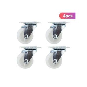 Lot de 4 roulettes pivotantes 360°, Roues en nylon avec plaque métallique, robustes et silencieuses