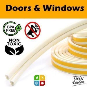 Drop Stop Bande Joint Étanchéité Blanc - Autocollant, Anti-courant d'air, Porte et Fenêtre, 6 mètre.