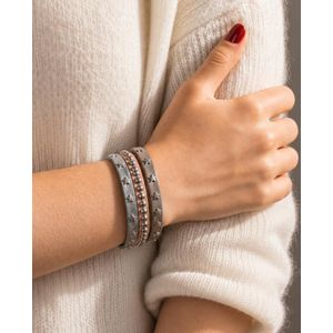  Bracelet simili cuir motifs argentés inoxydable.