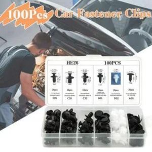 Kit Complet de Fixation Automobile, Rivets, Attaches, Garnitures 100 Pcs