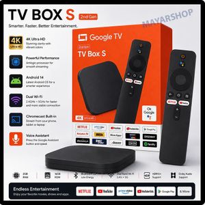 Google TV Box S (2nd Gen) Android 14 – 4K Ultra HD Smart TV Box avec Google TV, Chromecast Intégré, Commande Vocale Google Assistant, Wi-Fi, Bluetooth, 2 Go RAM + 16 Go ROM