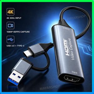 Carte d’Acquisition Vidéo HDMI 4K 30 Hz vers USB 3.0 et USB-C – Capture Full HD 1080P 60 FPS, Faible Latence, Plug & Play pour Streaming, Jeux, Caméra, PC, Mac, Android et iPad