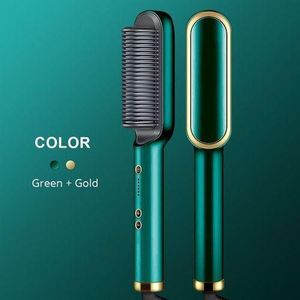 فرشاة شعر كهربائية 2 في 1 ، مشط تسخين سيراميك ناعم