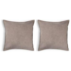 Lot de 2 - Housse de Coussin 50x50 Lavande - Texture Lin Naturel - Décoration Salon & Chambre