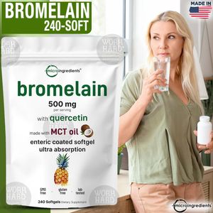 Microingredients Bromelain 500mg Avec Quercetin,MCT Oil Enzymes digestives naturelles pour la digestion et la santé des articulations 240 Softgels 