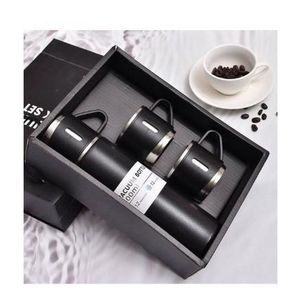 General Thermos Isotherme en Acier Inoxydable 500 ml – Bouteille Vacuum Flask avec Couvercle et 3 Tasses, Boissons Chaudes & Froides