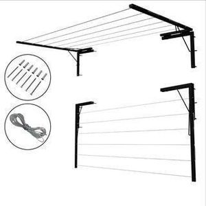 Étendoir à linge mural rétractable, séchoir pliable gain de place, support linge intérieur extérieur, étendoir mural métallique robuste