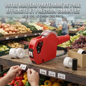 MX-5500 Étiqueteuse Manuelle à 8 Chiffres – Pistolet à Étiquettes de Prix, Machine de Marquage pour Produits, Magasins, Supermarchés, Épiceries, Bureaux et Commerce de Détail